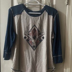 Blue and Gray Women's Short Sleeve fitted Tee